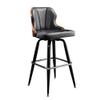 ZZHF PU Lifting Chrome Swivel Bar Stool, Height Adjustable, with Back and Footrest, PU Black/Brown Task Chair (Color : Black, Size : B) view 1