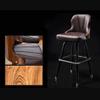 ZZHF PU Lifting Chrome Swivel Bar Stool, Height Adjustable, with Back and Footrest, PU Black/Brown Task Chair (Color : Black, Size : B) view 3