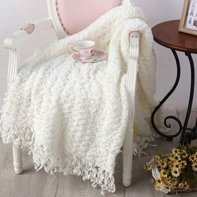 51"x63" Summer Fall Spring Fluffy White Chenille Blanket Throw Home Decorative Cozy Throw Blanket Office Couch Sofa Bed Beach Travel Throw Her Gift