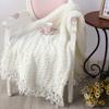 51"x63" Summer Fall Spring Fluffy White Chenille Blanket Throw Home Decorative Cozy Throw Blanket Office Couch Sofa Bed Beach Travel Throw Her Gift view 1