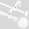 Meriville 1-Inch Diameter Ball Telescoping Double Window Treatment Curtain Rod, 84-Inch to 120-Inch, Glossy White view 1