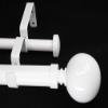 Meriville 1-Inch Diameter Ball Telescoping Double Window Treatment Curtain Rod, 84-Inch to 120-Inch, Glossy White view 2