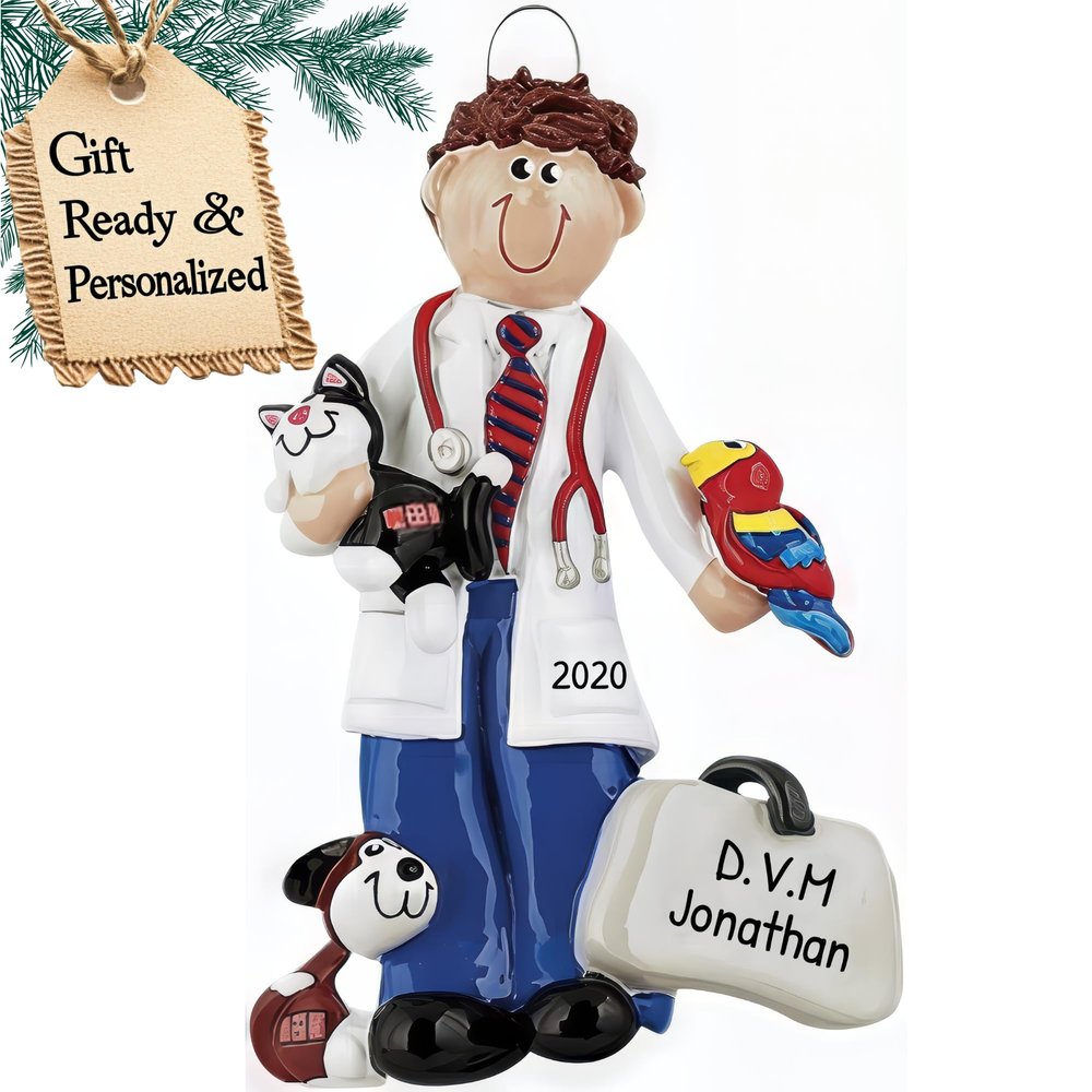 3D Personalized Veterinarian Christmas Ornament 2025 | Custom Vet Techs Gifts with Name & Year for Veterinary Staff, Animal Doctors, Xmas Tree, and Pet Lovers | Vet Lab Coat White Technician Assistant