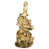 8.3'' Chinese Fengshui Gold Brass Magic Dragon Holding Sword Figurine for Luck & Success Table Decor view 1