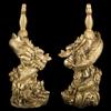 8.3'' Chinese Fengshui Gold Brass Magic Dragon Holding Sword Figurine for Luck & Success Table Decor view 4