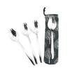 Gugrida 4 Pcs Silver Spork for Household Use Camping Travel Hiking, 18/10 Stainless Steel Spoon Fork, Noodles Appetizer Dessert Spoon, Healthy & Eco-Friendly Silverware Set, 8.26-inch w/Portable Bag view 1