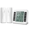 Refrigerator Thermometers with 2 Temperature Sensors Customizable Alarms for Fridge & Freezer, Digital Refrigerator /Min Record Function with LCD Screen Back view 1