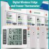 Refrigerator Thermometers with 2 Temperature Sensors Customizable Alarms for Fridge & Freezer, Digital Refrigerator /Min Record Function with LCD Screen Back view 2