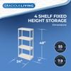 Gracious Living 4 Shelf Fixed Height Solid Light Duty Storage Unit 12 x 24 x 48 for Home, Garage, Basement, & Laundry, White (4 Pack) view 3