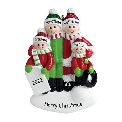 3D Caroling Family of 4 Christmas Ornament 2025 Personalized Family Christmas Ornaments 2025 | Custom Winter Holiday Keepsake Personalized Tree Ornaments Customizable Gifts Xmas Carol of Four Ornament