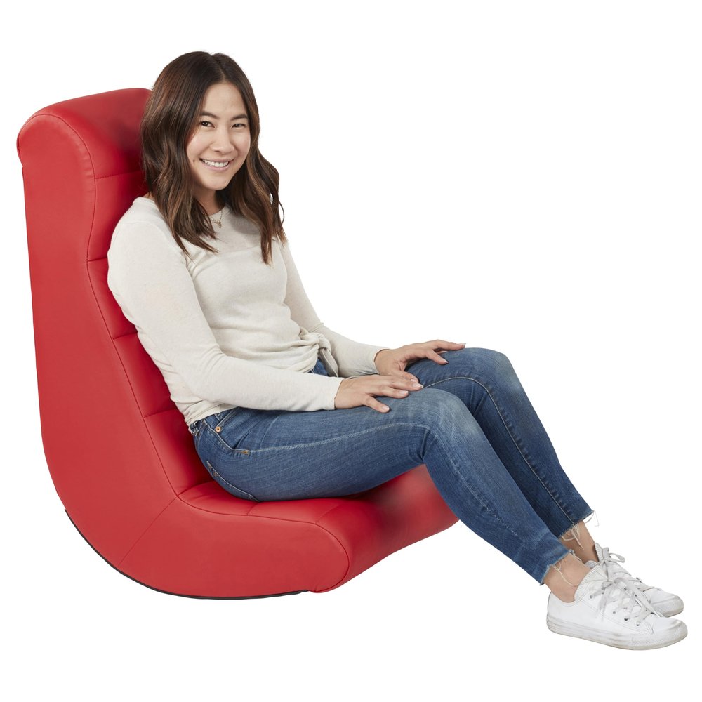 Factory Direct Partners 10489-RD Soft Ergonomic Horizontal Soft Video Rocker - Great for Reading, Gaming, Meditating, or TV for Kids Teens and Adults - Red