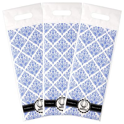 JetBag Travel Wine Bag (Set of 3, Blue Gift Pattern) - The Original Absorbent, Reusable & Protective Wine Bottle Bag - Made in the USA