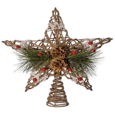 Kurt Adler 11-Inch Natural Star with Pinecones Treetop
