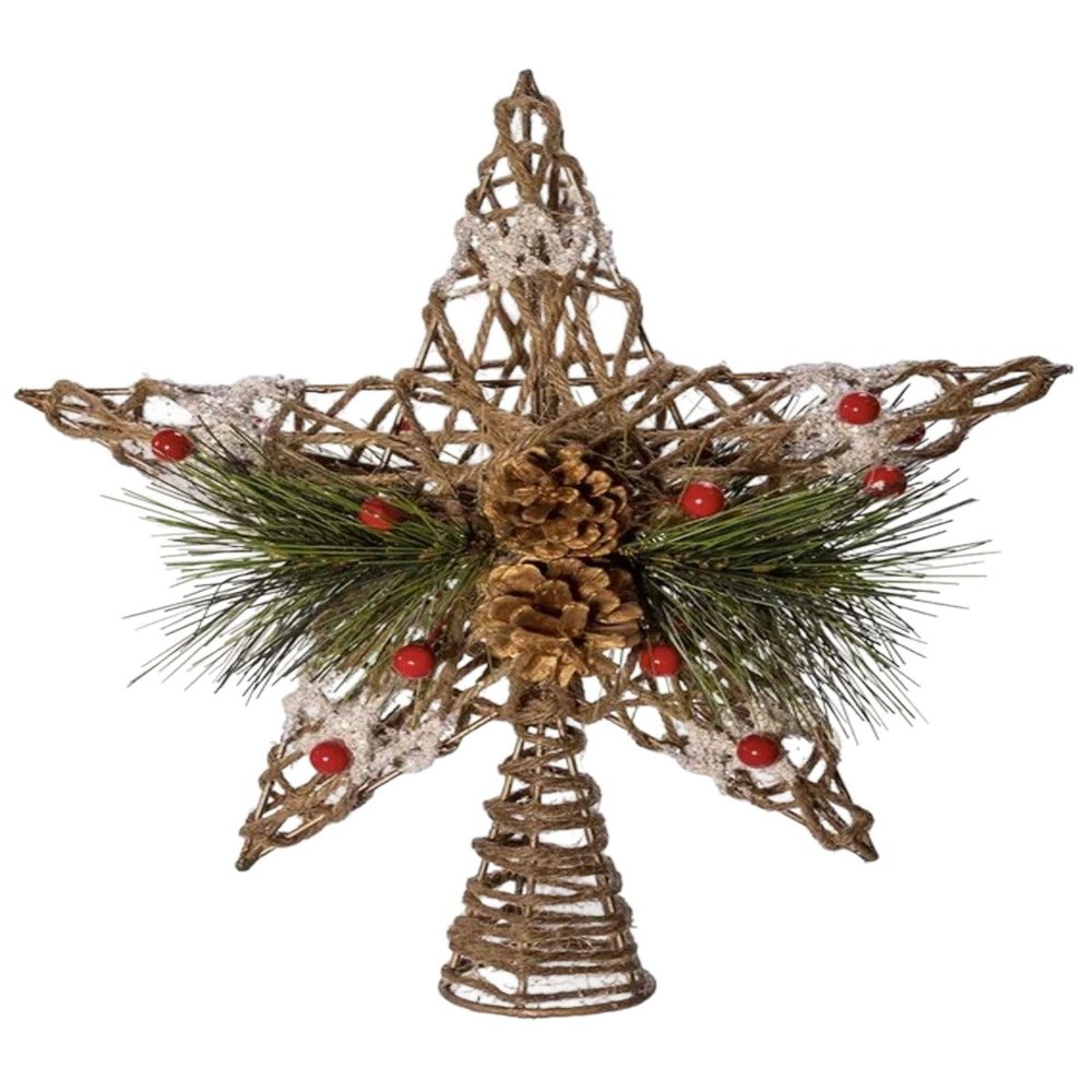 Kurt Adler 11-Inch Natural Star with Pinecones Treetop