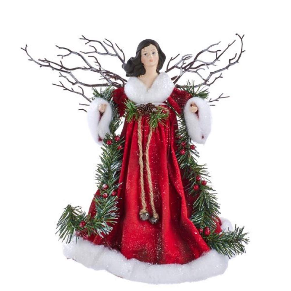 Kurt Adler 14-Inch Fabric Mache Red Angel Treetop