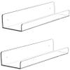 2 Pcak Clear Acrylic Shelves for Bedroom,Room,15 Inch Bathroom Wall Shelf & Organizer,Invisible Floating Shelves & Wall Storage for Collectibles Perfume Shelf,Record,Funko Pop,Lego Display,Bookshelf view 1