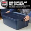 Rubbermaid Roughneck Tote 10 Gal, 8 Pack, Made in USA, Dark Indigo Metallic, Rugged Plastic Stackable Storage Bins with Lids and Handles view 3