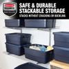 Rubbermaid Roughneck Tote 10 Gal, 8 Pack, Made in USA, Dark Indigo Metallic, Rugged Plastic Stackable Storage Bins with Lids and Handles view 4