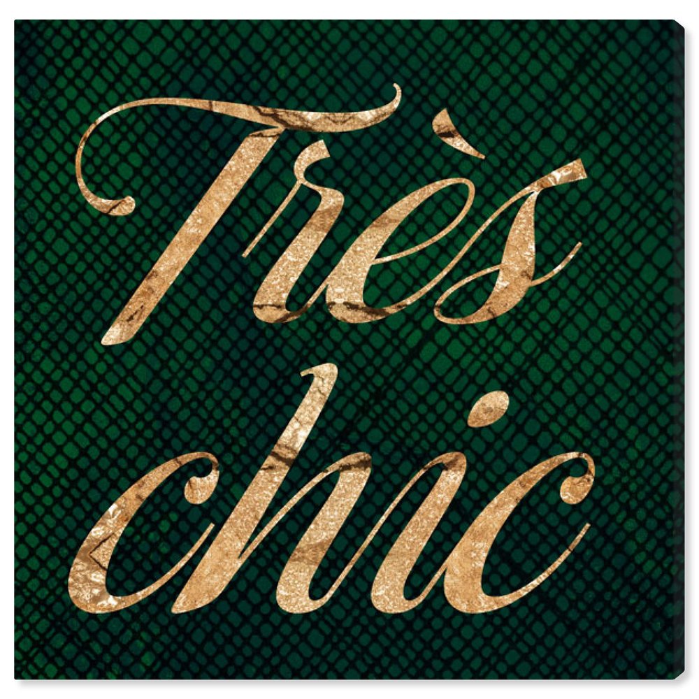 The Oliver Gal Artist Co. Typography and Quotes Wall Art Canvas Prints 'Tres Chic Emerald' Home Dcor, 12" x 12", Green, Gold