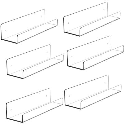 6 Pcak Clear Acrylic Shelves for Bedroom,Room,15 Inch Bathroom Wall Shelf & Organizer,Invisible Floating Shelves & Wall Storage for Collectibles Perfume Shelf,Record,Funko Pop,Lego Display,Bookshelf