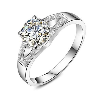 Bansriracha 2 Carat Excellent Cut Wedding Anniversary Engagement Silver SONA Fine Diamond Ring for Women White Gold 14k (7)