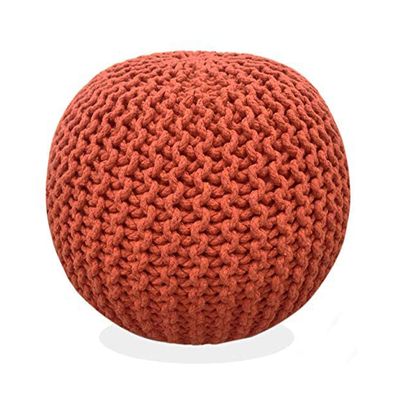 FRELISH DECOR Round Pouf Ottoman (20 Diameter x 14 Height) Rust
