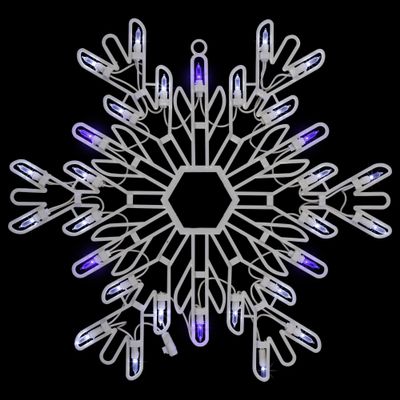 16" LED Lighted Pure White and Blue Snowflake Christmas Window Silhouette Decoration