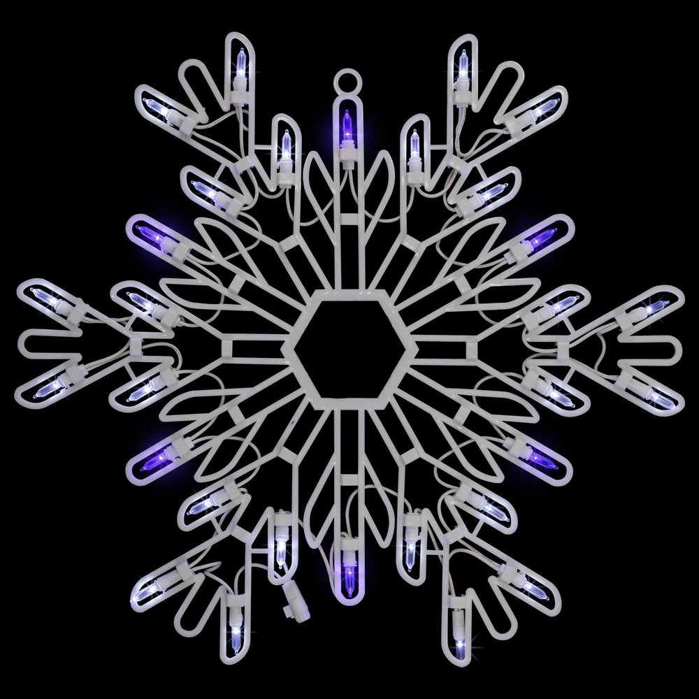 16" LED Lighted Pure White and Blue Snowflake Christmas Window Silhouette Decoration