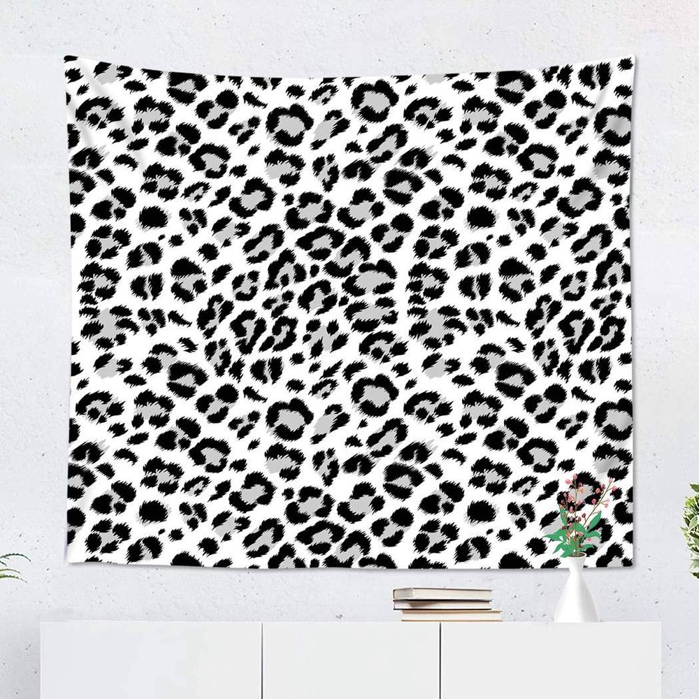Suklly Black White Tapestry Cow Spots Leopard Pattern Tapestry for Home Dorm 60 X 80 Inches