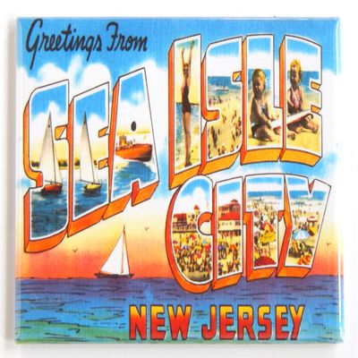 Greetings from Sea Isle City New Jersey Fridge Magnet (2.5 x 3.5 inches)
