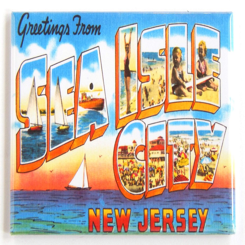 Greetings from Sea Isle City New Jersey Fridge Magnet (2.5 x 3.5 inches)