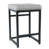 Benjara Metal Counter Stool with Fabric Upholstered Padded Seat, Gray and Black view 1