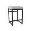 Benjara Metal Counter Stool with Fabric Upholstered Padded Seat, Gray and Black view 3