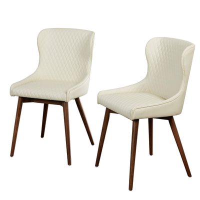 The Mezzanine Shoppe Seguro Modern Upholstered Barrel Back Dining Room Chair, 2 Pairs, Cream