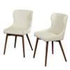 The Mezzanine Shoppe Seguro Modern Upholstered Barrel Back Dining Room Chair, 2 Pairs, Cream view 1