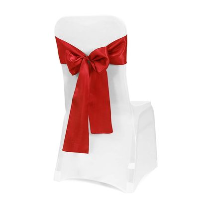 Obstal 50 PCS Red Satin Chair Sashes Bows for Wedding Reception- Universal Chair Cover Back Tie Supplies for Banquet, Party, Hotel Holiday Event Decorations