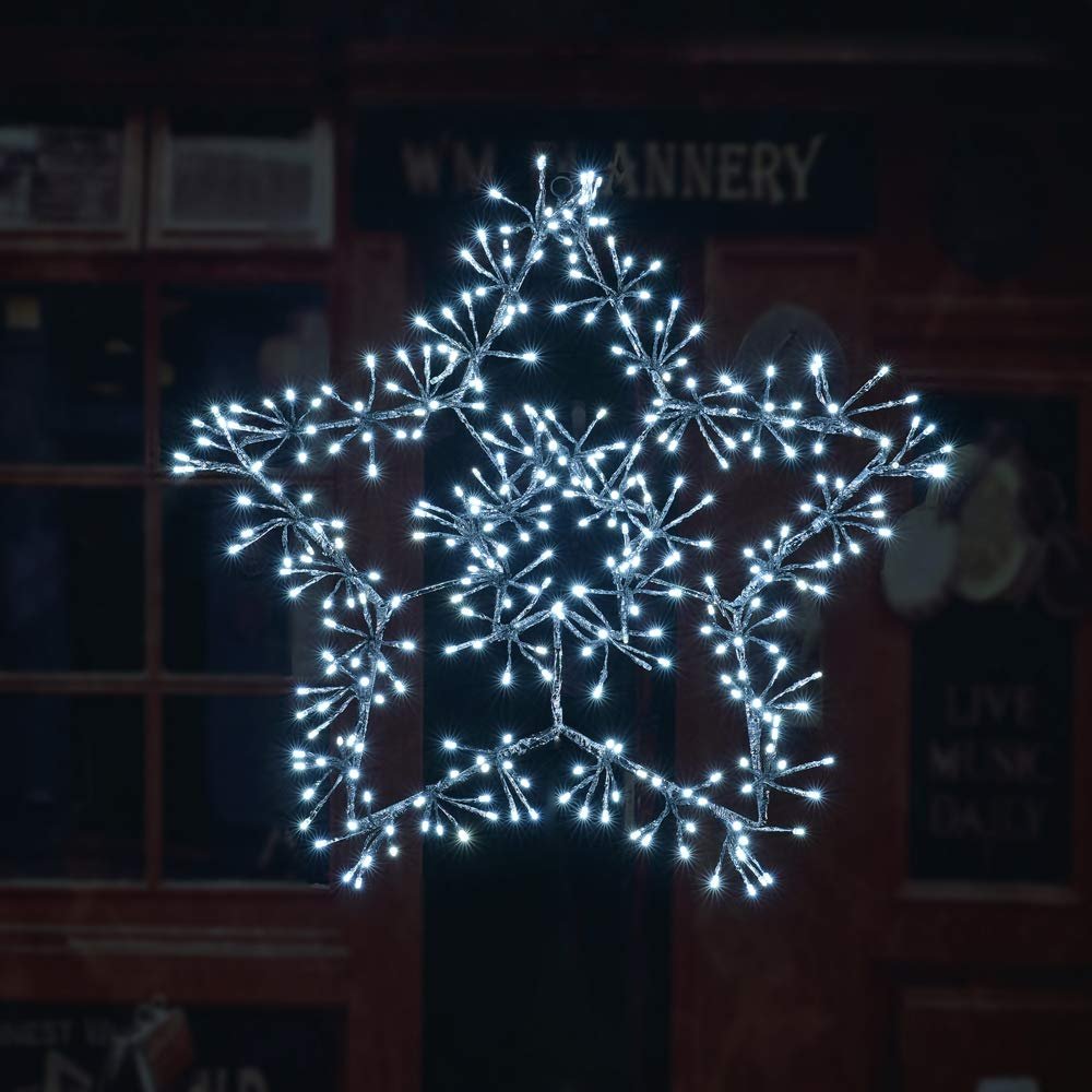 LIGHTSHARE 24Inch 320 Led Christmas Star Light, Twinkle Lights, Cold White, Plug in for Home Garden Decoration,Winter,Wedding,Birthday,Thanksgiving,Holiday,Party Decoration,Silver