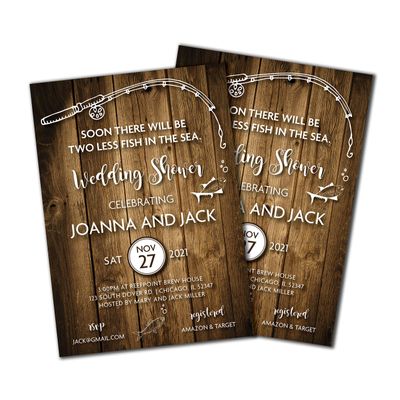 Fishing Invitation | Two Less Fish in the Sea | Couples Shower | Fishing Party | Fishing Shower Invite | Nautical | 2 Less Fish Invite