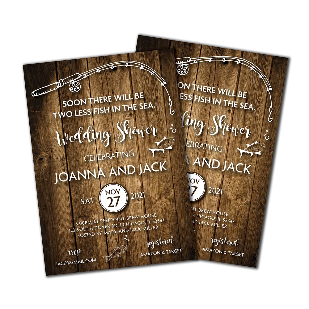 Fishing Invitation | Two Less Fish in the Sea | Couples Shower | Fishing Party | Fishing Shower Invite | Nautical | 2 Less Fish Invite