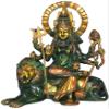 Exotic India Ashtabhuja Durga, Her Leonine Beauty - Brass Statue - Color Amazing Henna Touch Color view 1