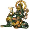 Exotic India Ashtabhuja Durga, Her Leonine Beauty - Brass Statue - Color Amazing Henna Touch Color view 2
