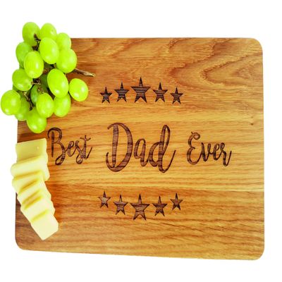Algis Crafts | Stars and Mustache BEST DAD - Cutting Board | 13x8" Handmade Laser Engraved Chopping Board for DAD | Gift for Father's Day | Gift for Christmas, Birthday