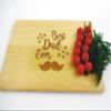 Algis Crafts | Stars and Mustache BEST DAD - Cutting Board | 13x8" Handmade Laser Engraved Chopping Board for DAD | Gift for Father's Day | Gift for Christmas, Birthday view 2