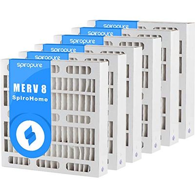 SpiroPure 17X26.5X4 MERV 8 Pleated Air Filters - Made in USA (6 Pack)