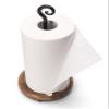 Decorative Wood and Iron Countertop Paper Towels Holder Standing Roll Dispenser Rack (Black) MD19005-B view 3