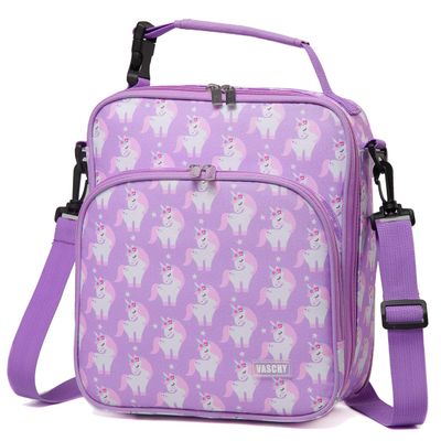 VASCHY Lunch Boxes Bag for Girls, Reusable Lunch Box Containers for Boys and Girls with Detachable Shoulder Strap, Insulated Lunch Coolers for School Cute Unicorn