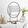 Kate and Laurel Rouen Modern Glam Round Metal Frame Table Mirror with Stand, Black view 2