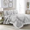 Lush Decor Lucianna Ruffle Edge Cotton 3 Piece Bedspread Set, King, Gray view 1