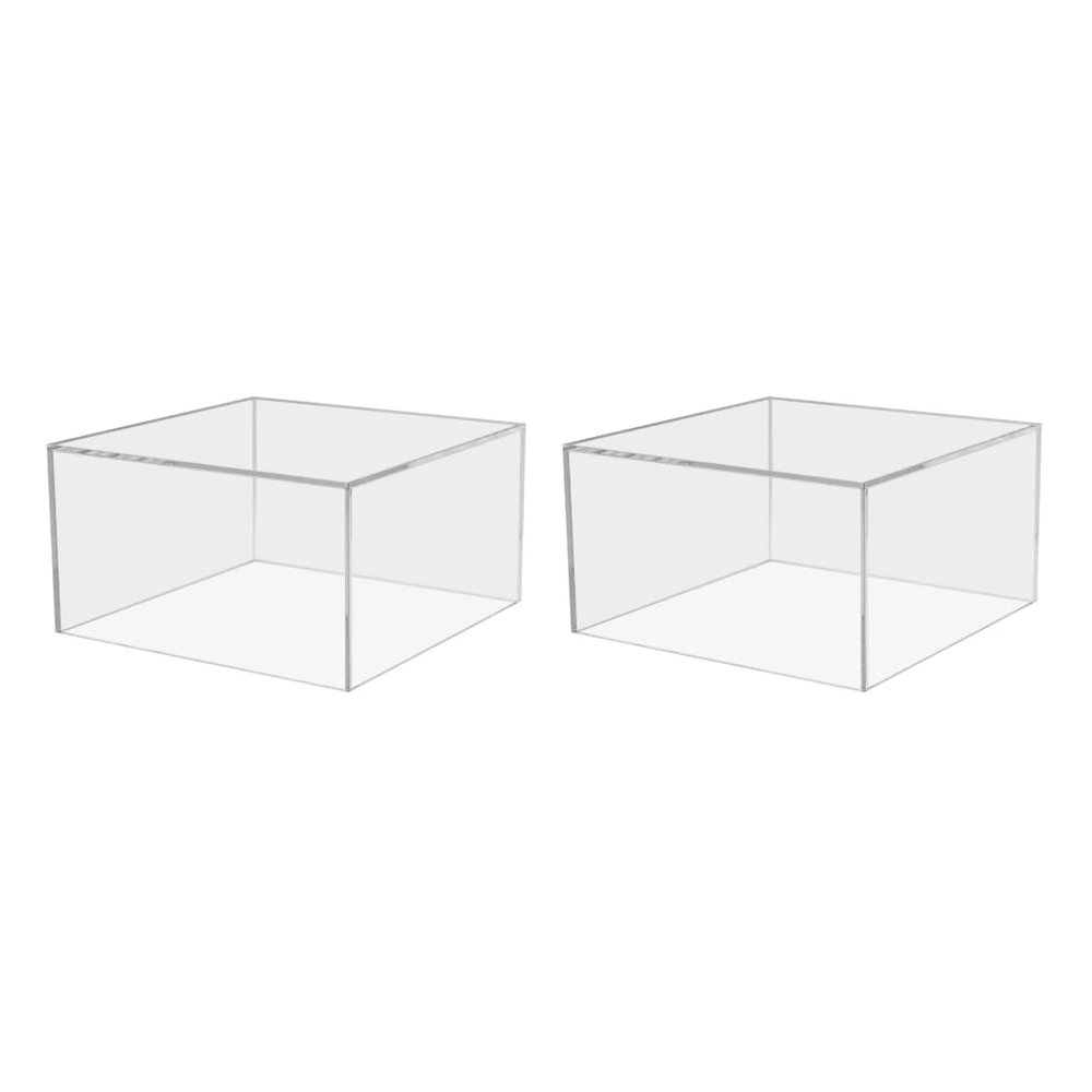 2 Pack Clear Acrylic Display Box with One Open Side No Lid 7" x 7.25" x 4" Inch Versatile Plexiglass Merchandise Storage Bin or Retail Product Riser by Marketing Holders