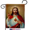 Jesus Sacred Heart Garden Flag Set with Stand Religious Faith Hope Grace Peace Dove Christian Religion Easter Small Decorative Gift Yard House Banner Made In USA 13 X 18.5 view 2